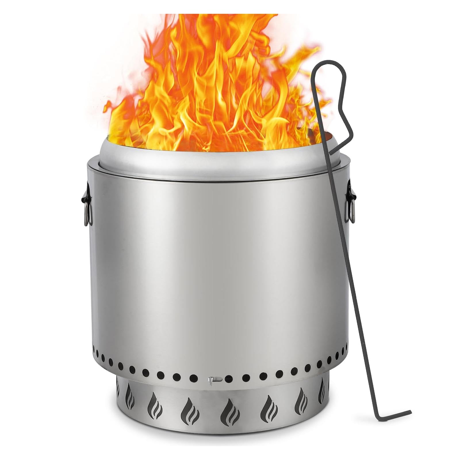 Braciere da Esterno Senza Fumo con Interruttore dell'Aria in Acciaio Inossidabile - Ideale per Riscaldare riunioni, Design Unico e combustione efficiente - Facile da Pulire, Ampio Riscaldamento a 360