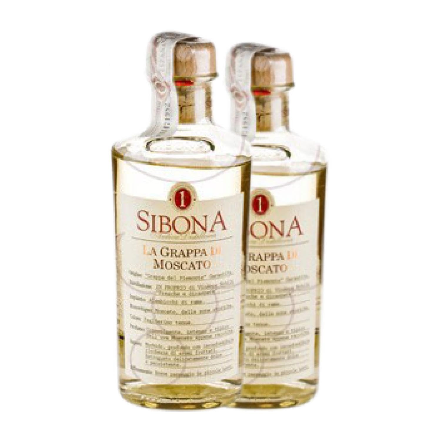 Grappa Sibona Moscato Botella Medium 50 cl (Caja de 2 Botella Medium de 50 cl)