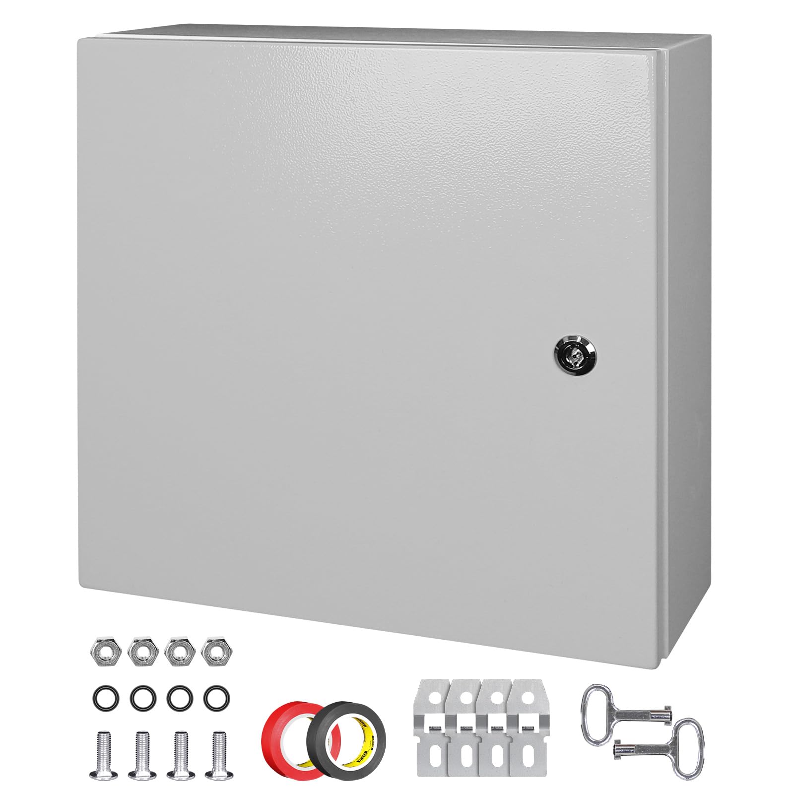 LeMotech Steel Control Cabinet, IP66 Waterproof and Dustproof Connection Box, Lockable Control Box, Electrical Housing with Built-in Mounting Plate, Electric Box for Outdoor and Indoor Use, 400 x 400