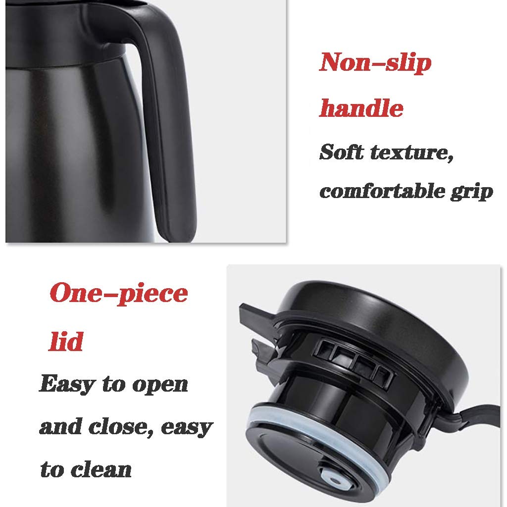 Caraffa Termica in Acciaio Inox da 2 Litri, brocca isolata sottovuoto a Doppia Parete, Display della Temperatura, fiaschetta Termica sottovuoto per caffè, tè, Bevande Calde (Color : White, Size :