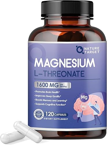 Cápsulas de L-treonato de magnesio, suplemento de magnesio de alta absorción de 1600 mg, magnesio quelado para el cerebro, apoyo cognitivo, del