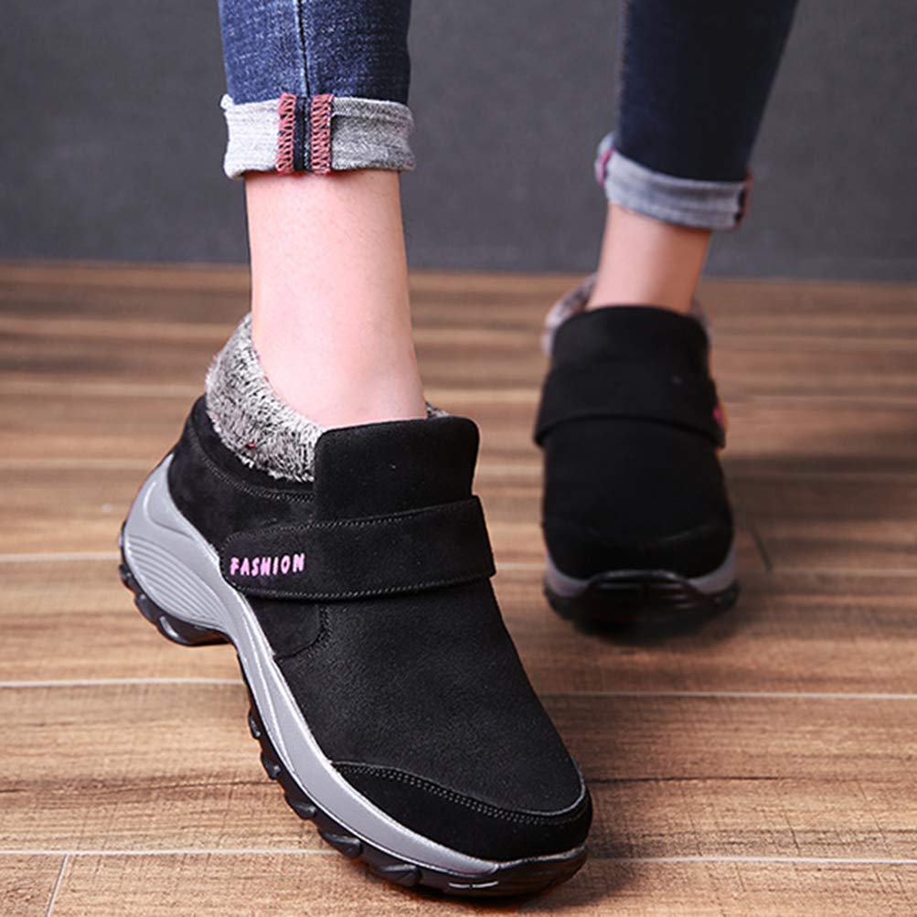 Toride Mujer Botas de invierno de gruesa Cálidas antideslizantes Senderismo Deportes casuales Hook & Loop Zapatillas de deporte al aire libre Zapatillas de deporte cortas de felpa Zapatos