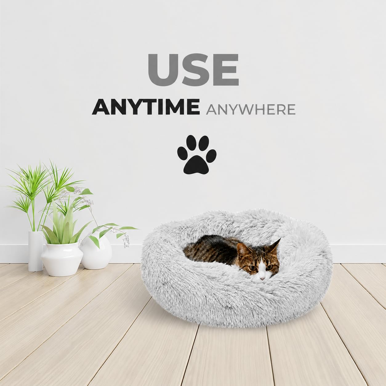 Whiskers & Friends Lit pour Chat d'intérieur Lavable, lit orthopédique Doux