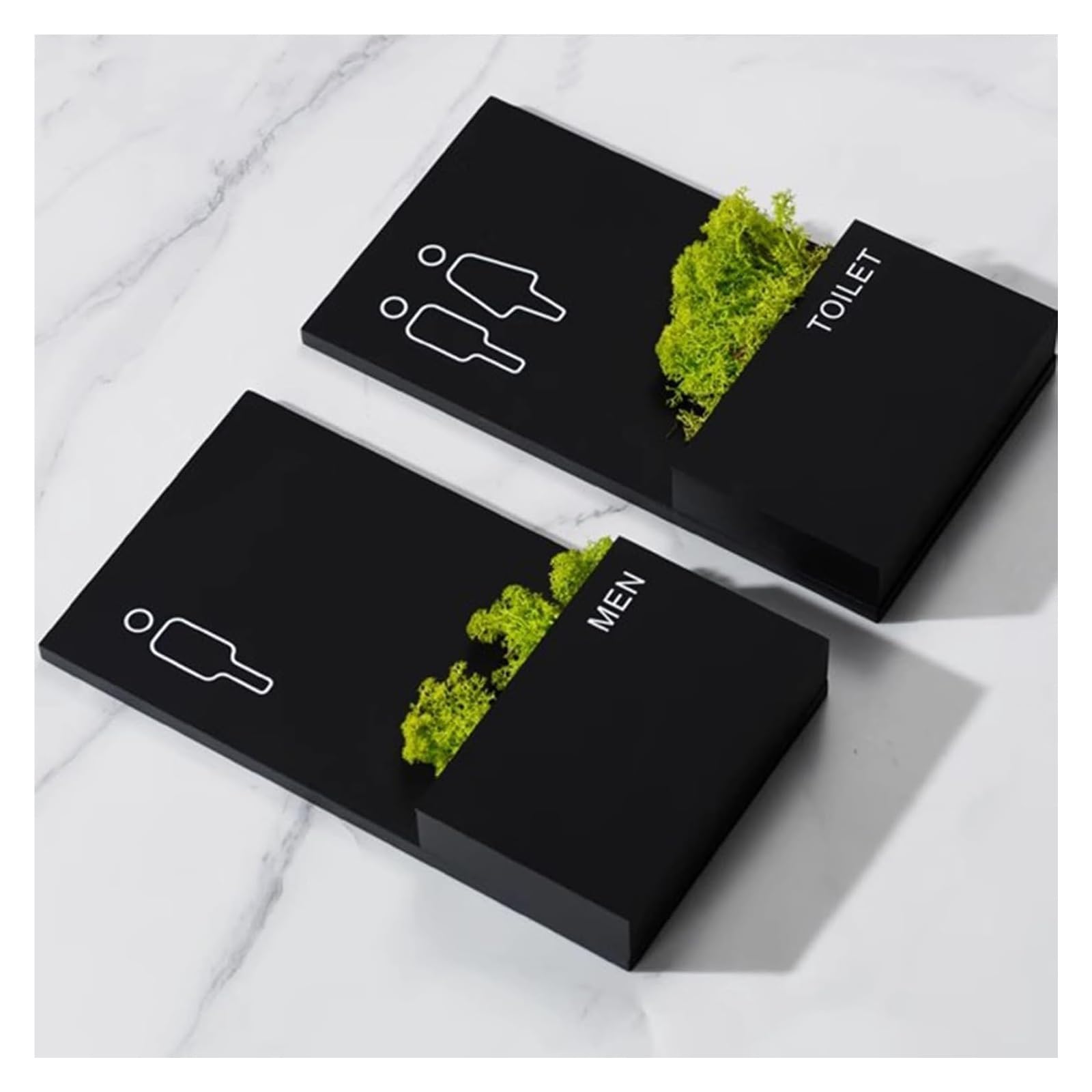 Carteles para aseos, Letrero decorativo unisex for puerta de baño acero inoxidable, negro, 26x14cm