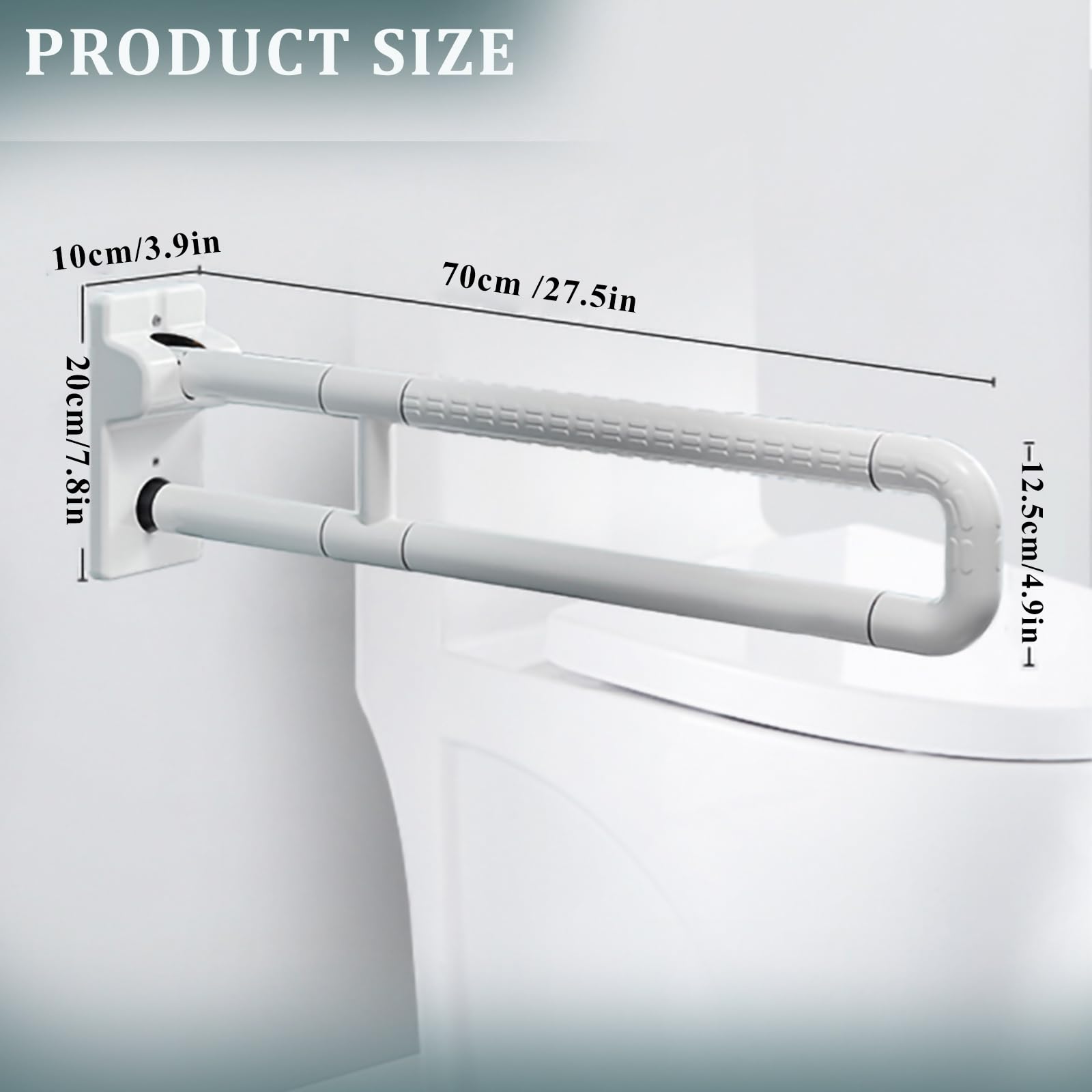 Barras de tumba de handicap mejoradas para baño 70cm(x2 uds),Barra de Apoyo para Inodoro Agarrador Ducha Personas Mayores Abatible Asa de Seguridad para Baño brilla por la noche,Acero Inoxidable