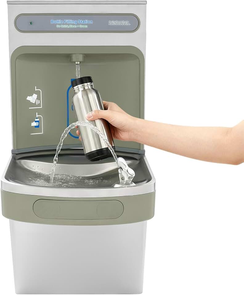 Wall Mounted Water Fountain with Bottle Filling Station,High Capacity Cooling, Instant Water Cooler Dispenser 1.32-1.8gal/min Flow Hands-Free Induction Automatic Water Dispenser