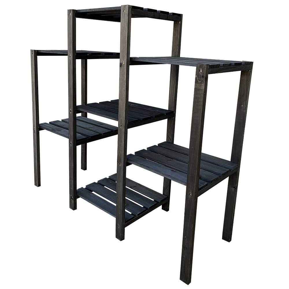 Melko Pflanzentreppe Blumenregal Blumenständer 7 Ebenen 97x31x87 cm Schwarz