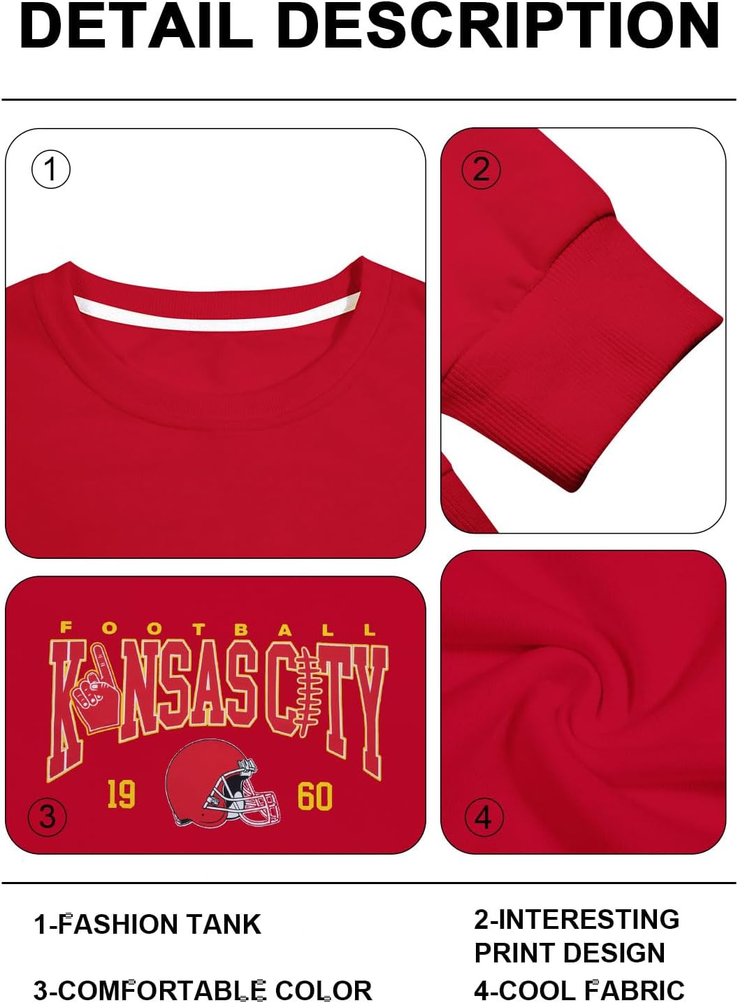 UNIQUEONE Game Day Sweatshirt Women Football Sweatshirts Football Mom Hoodie Touchdown Shirt Casual Crewneck Pullover - Image 5