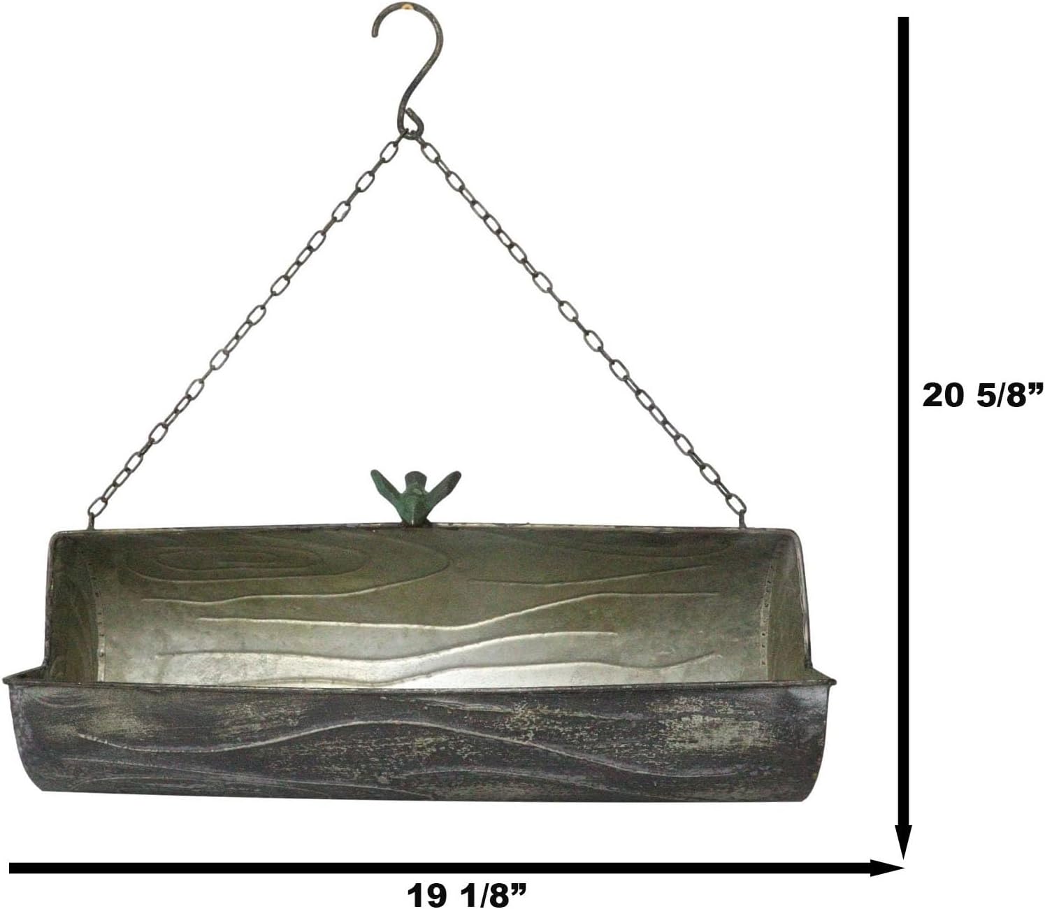 Ebros Gift Rustic Farmhouse Country Distressed Metal Bird On Tree Log Hanging Wall Planter 19" Long Pot with Chain Hanger for Flowers Plants Shrubs Ferns Indoor Outdoor Patio Gardening Accent