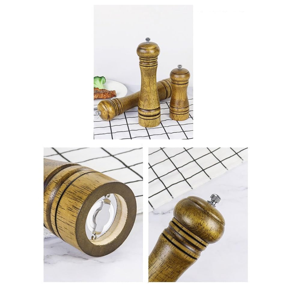Macinapepe o Macinasale Macinapepe manuale in legno di acacia vintage, macinapepe e spezie, adatto for cucina domestica, cucina di ristorante, riunioni all'aperto Macina sale o Pepe(10in)