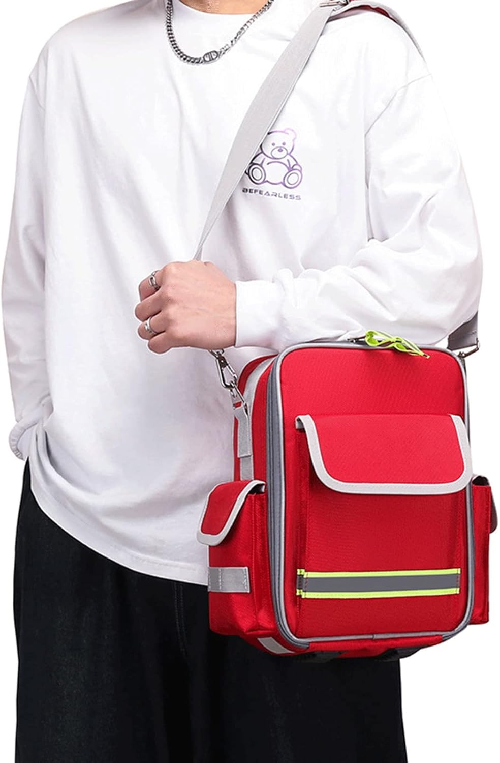 Emergency Medical Backpack Empty, Trauma Bag First Responder with Multiple Pockets for Aid Kit and Nursing Supplies