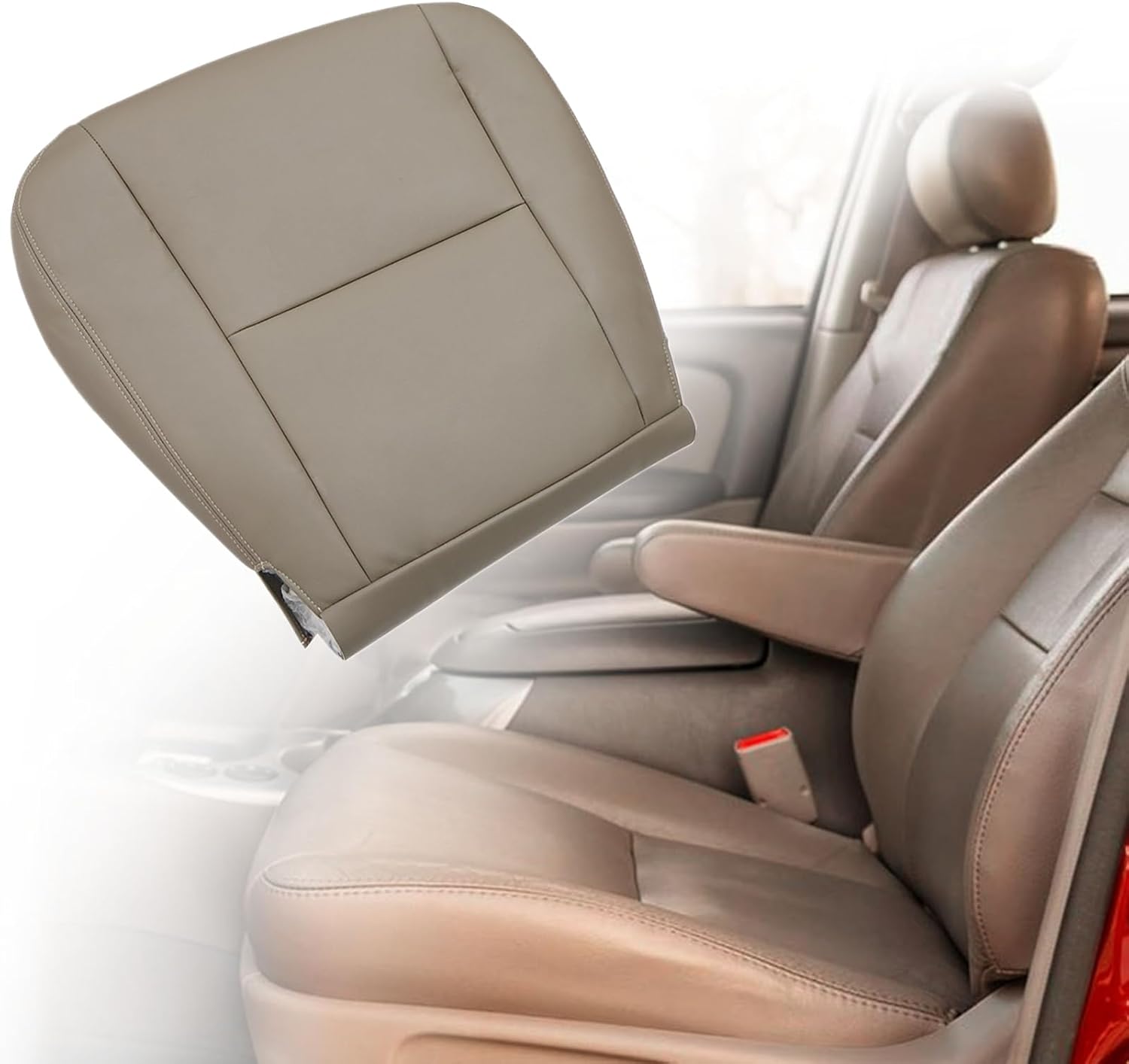 NLQR Tan Front Driver Bottom Replacement Microfiber Leather Seat Cover Compatible with Toyota Tundra Limited, SR5, Based 2005 2006