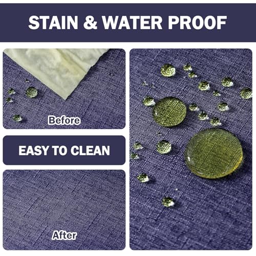 Image of AUSSPVOCT Textured Table Cloth Rectangle 60x120 Inch for Home Kitchen Decor | Navy Blue Waterproof Spill-Proof Wipeable Tablecloth Wrinkle Free Rectangular Dining Tables Cover