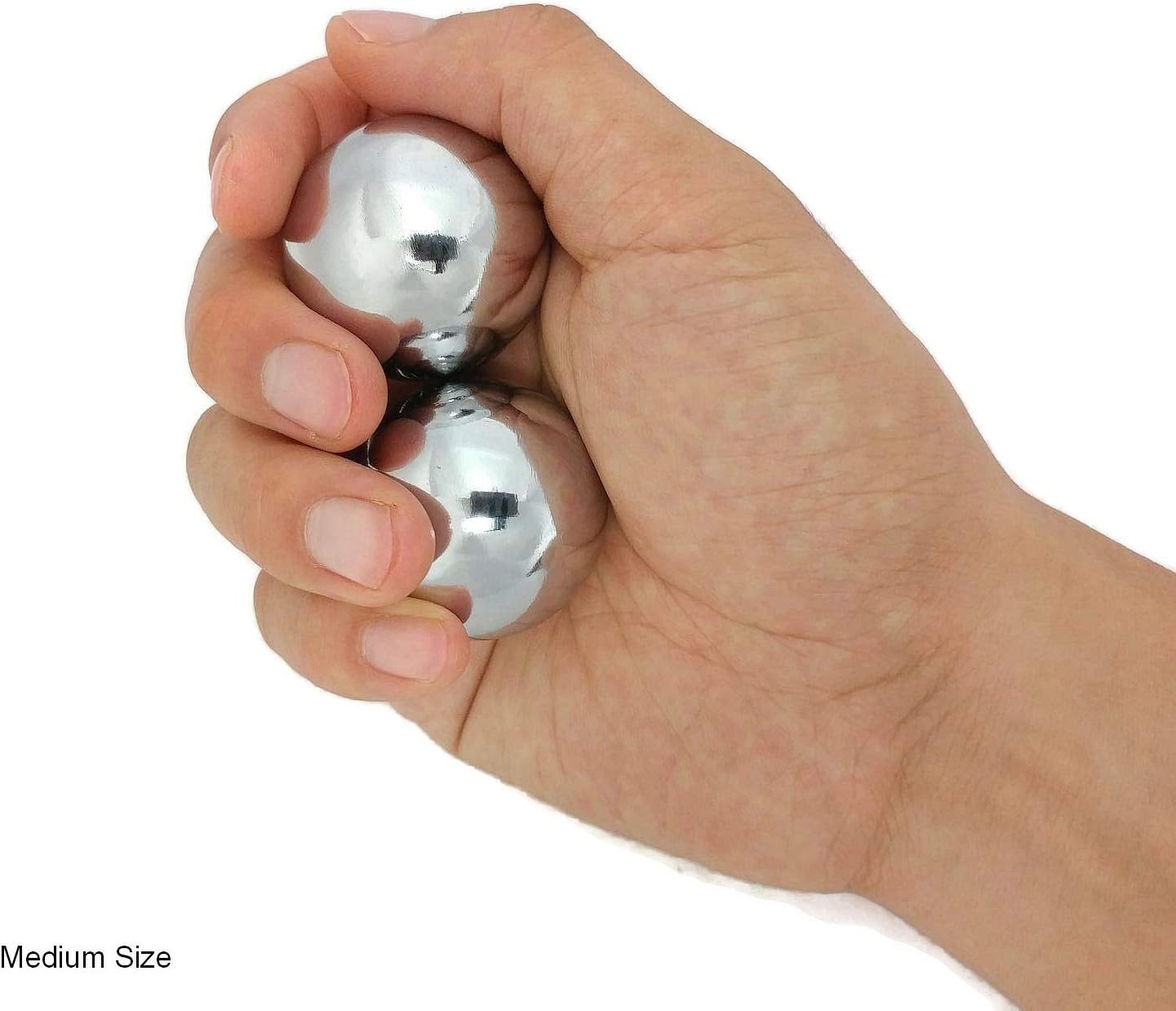Top Chi Chrome Baoding Balls with Bamboo Stand. Chiming Chinese Health Balls for Hand Therapy, Exercise, and Stress Relief