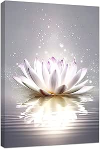 CCWACPP Zen Canvas Wall Art White Lotus Picture Spa Flower Art Prints ...