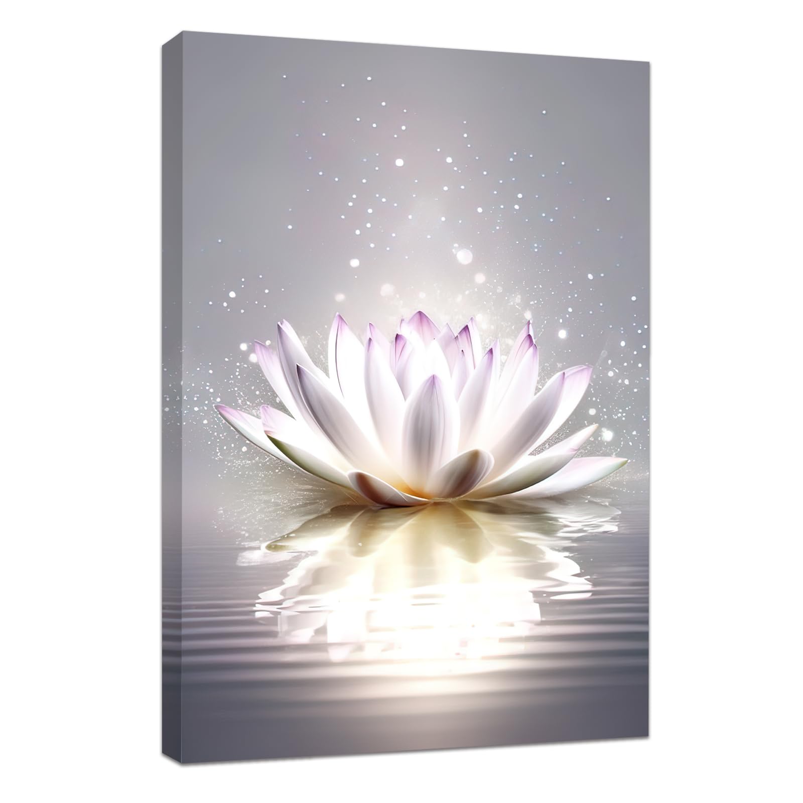 CCWACPP Zen Canvas Wall Art White Lotus Picture Spa Flower Art Prints Magic Spiritual Meditation Yoga Room Bathroom Wall Decor Framed (Zen - 1, 28x42inch)