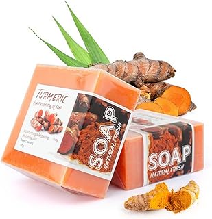 Pureharmony Turmeric Odor Eliminating Soap,Turmeric Soap for Skin Lightening, 2Pack Tumeric Bar Soap, Acne, Dark Spots, Hyperpigmentation, Smooth Skin (Turmeric Soap)