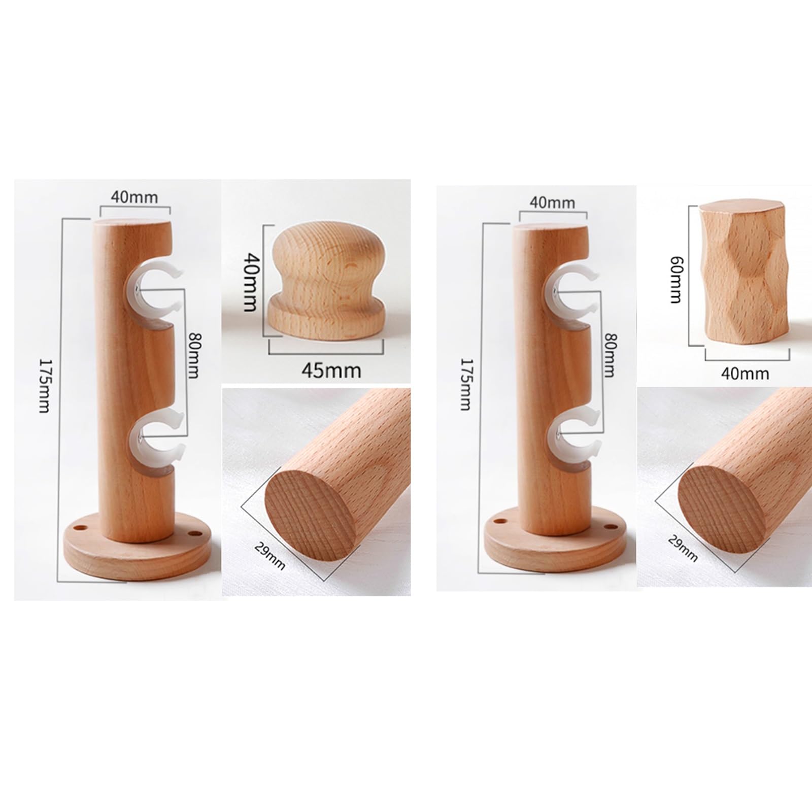 Teles B Tringle à rideaux réglable en bois double usage simple et double avec anneaux de suspension et supports pour une installation facile, parfaite pour la décoration de la maison 260 cm