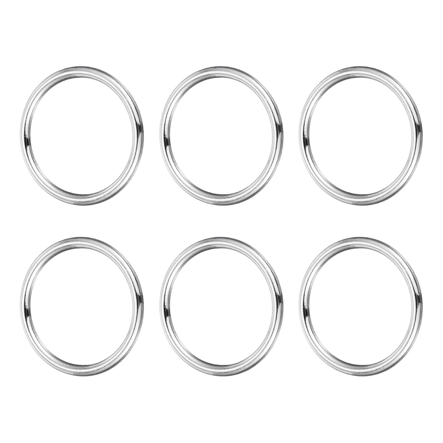 PATIKIL 6 Pcs Metal O Rings, 1-9/16" ID 0.16" Thick Seamless Welded Multi-Purpose Round Ring Hardware for Belts Bags Dog Collar Macrame Hanging, Silver