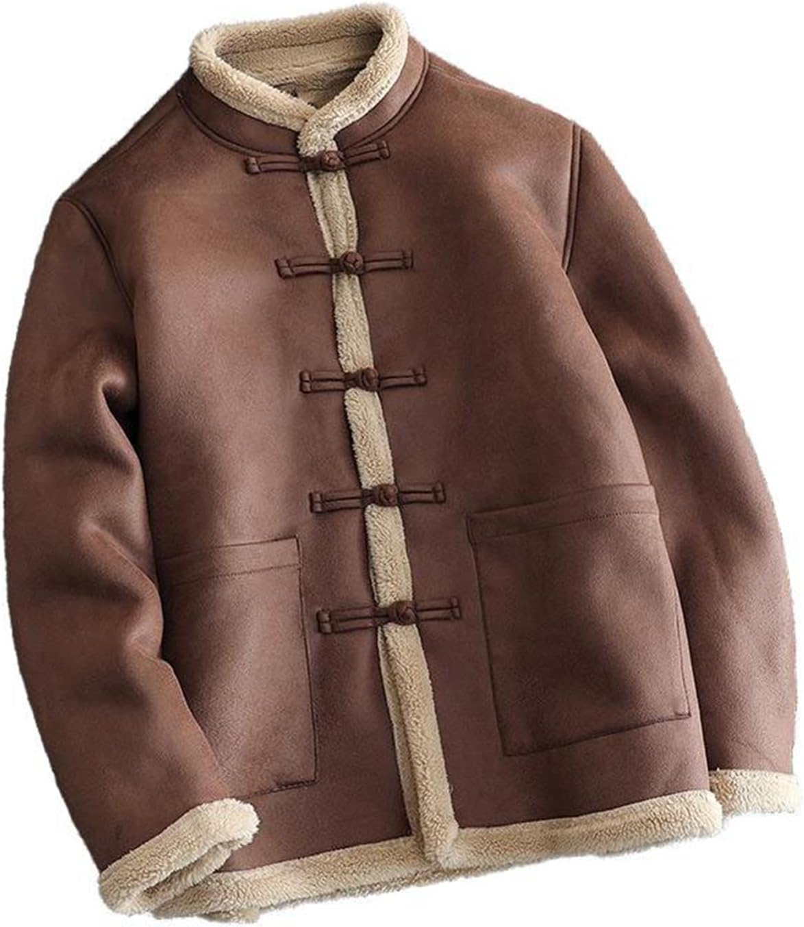 GUOYUXIAO Winter Chinese Style Cotton-Padded Tang Suit for Men, Thickened Warm Overcoat