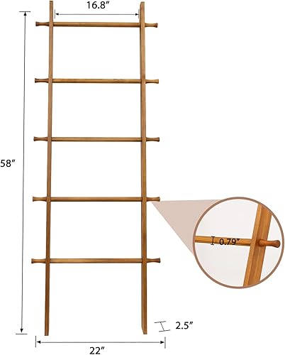 Miniatura 56 de Escalera para mantas, soporte de edredón de madera de 6 niveles, estante decorativo para escalera, estante inclinado, estante de almacenamiento