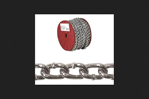 Campbell 0726627 Low Carbon Steel Twist Link Machine Chain on Reel, Zinc Plated,