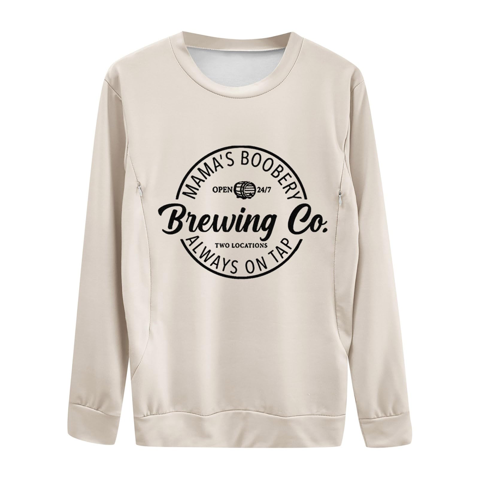 Sweat-Shirt Zip sur Le Devant Maternité allaitement Hauts Vêtements d'allaitement à Manches Longues