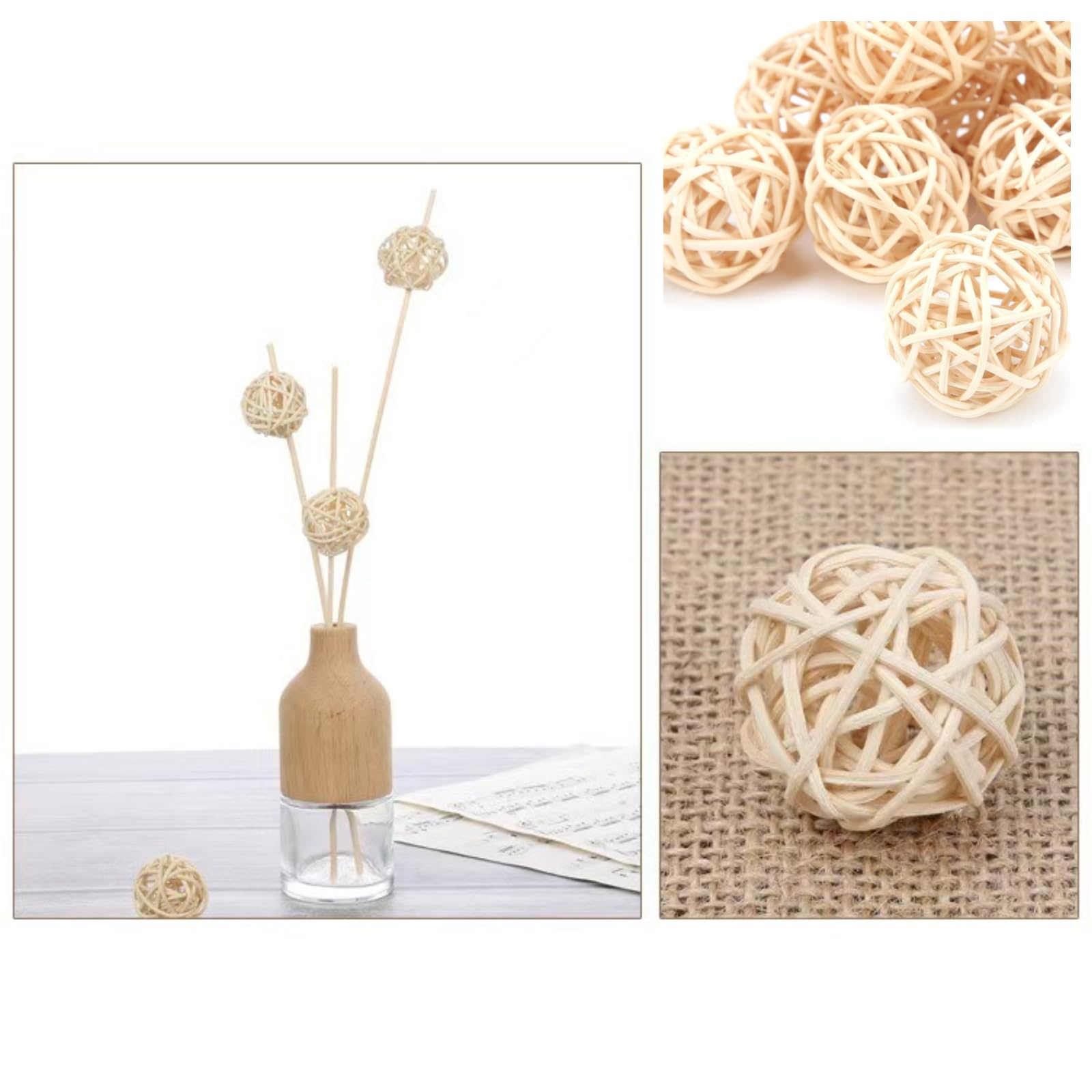 10Pack 3CM Natural Rattan Balls Parrot Chewing Toys :for Conures,Parakeet, Cockatoo,Hamsters, and Bunny - Primary Color Wicker Balls for DIY Crafts,Party, Hotel,Bedroom,Bathroom,and Toilet Decorations 1
