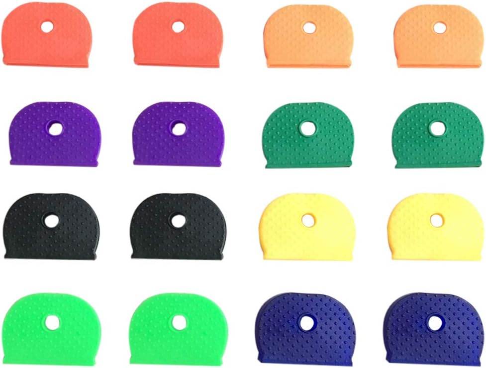 Lorsoul 24PCS/SET Universal Rubber Half Round Key Caps, Solid Key Head Cover Shell Unisex Gift - Random Colour