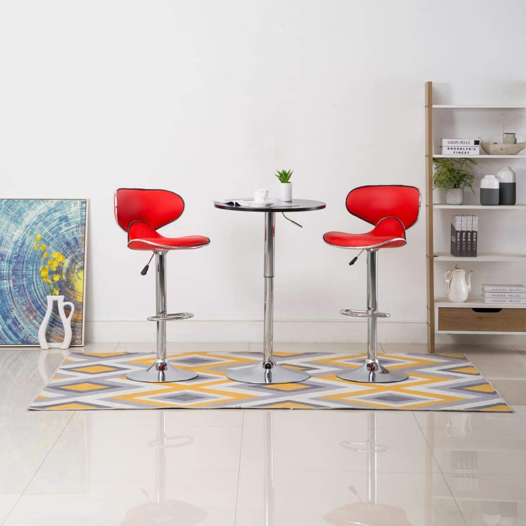 Tabourets de bar en similicuir rouge et mousse avec assise pivotante - Lot de 2