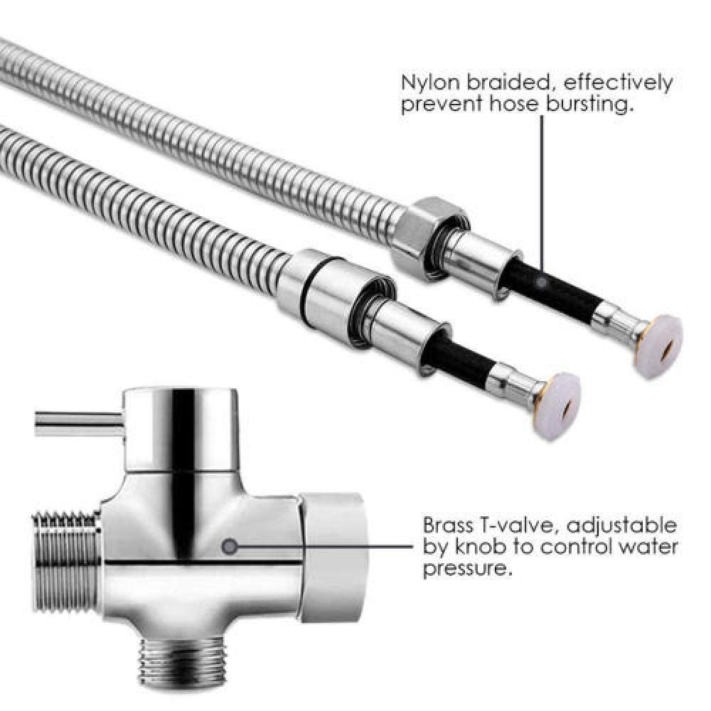 rociador de bidé de Mano, rociador de Acero Inoxidable, Cabezal de Ducha para bidé con Manguera y Soporte, Pistola rociadora de Acero Inoxidable con Montaje en t de Cobre Completo, rociador para