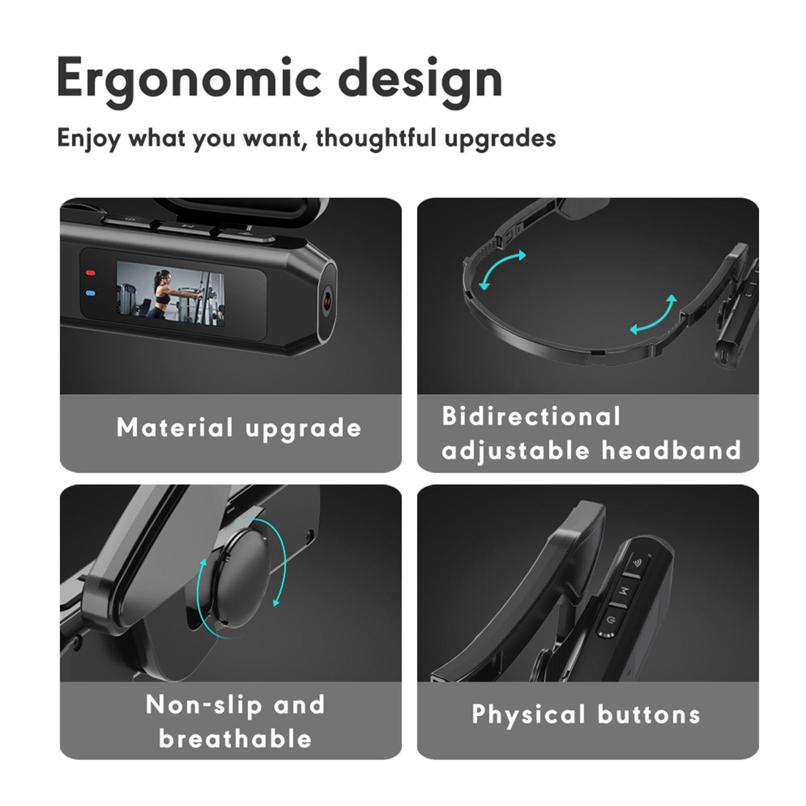 Videocamera da 2,7K Montata sulla Testa, Videocamera Vlog Indossabile con Schermo da 0,96 Pollici, Videocamera Leggera da 26 G, per Ciclismo, Vlogging, Sport (con Scheda di Memoria da