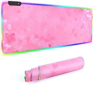 RGB Gaming Mouse Pad, Large Led Mouse Pad with 12 Lighting Modes, Gaming Keyboard Non-Slip Rubber Base PC Gaming Desk Pad,High-Performance Pad Optimized for Gamer,31.5x11.8 inch (Pink)