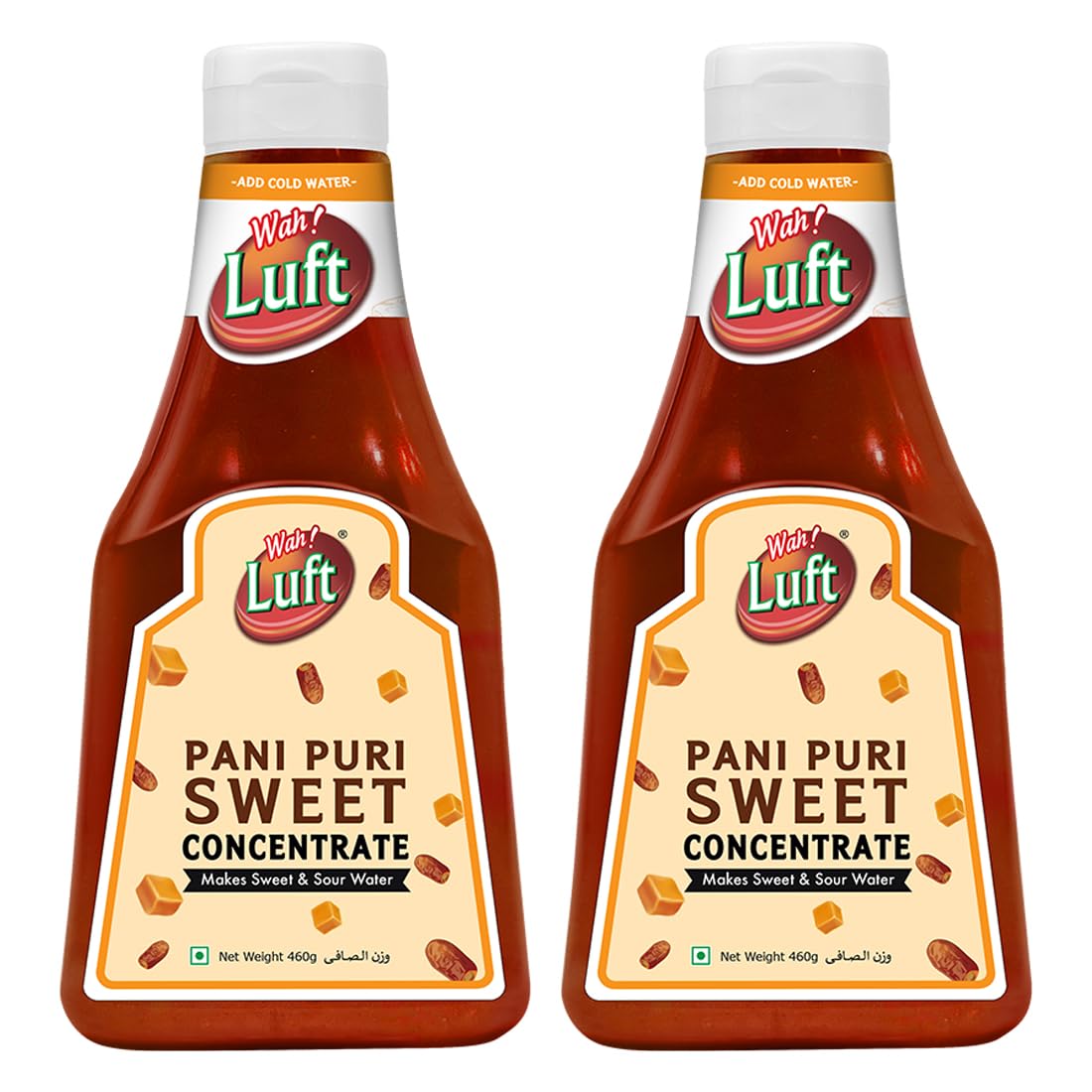 Wah Luft Instant and Delicious Pani Puri Sweet & Sour Paste, Tasty Golgappa Paste for Mixed Tangy and Spicy, Great for Poochka, Dahi Puri, Bhel, Pani Puri and Sweet Pani - 460 grams (Pack of 2)