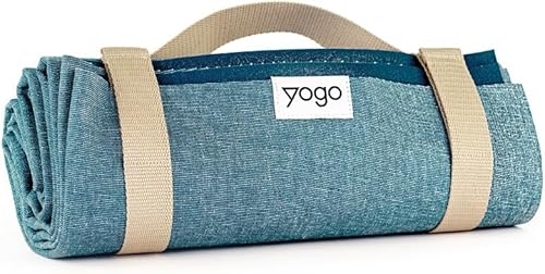 Yogo Esterilla de yoga de viaje plegable ultraligera con correas adjuntas, goma vegetal certificada FSC, agarre pegajoso, antideslizante, la mejor