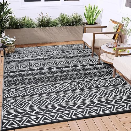Garvee Outdoor Rugs 8x10 Waterproof for Patios Clearance, Plastic Straw