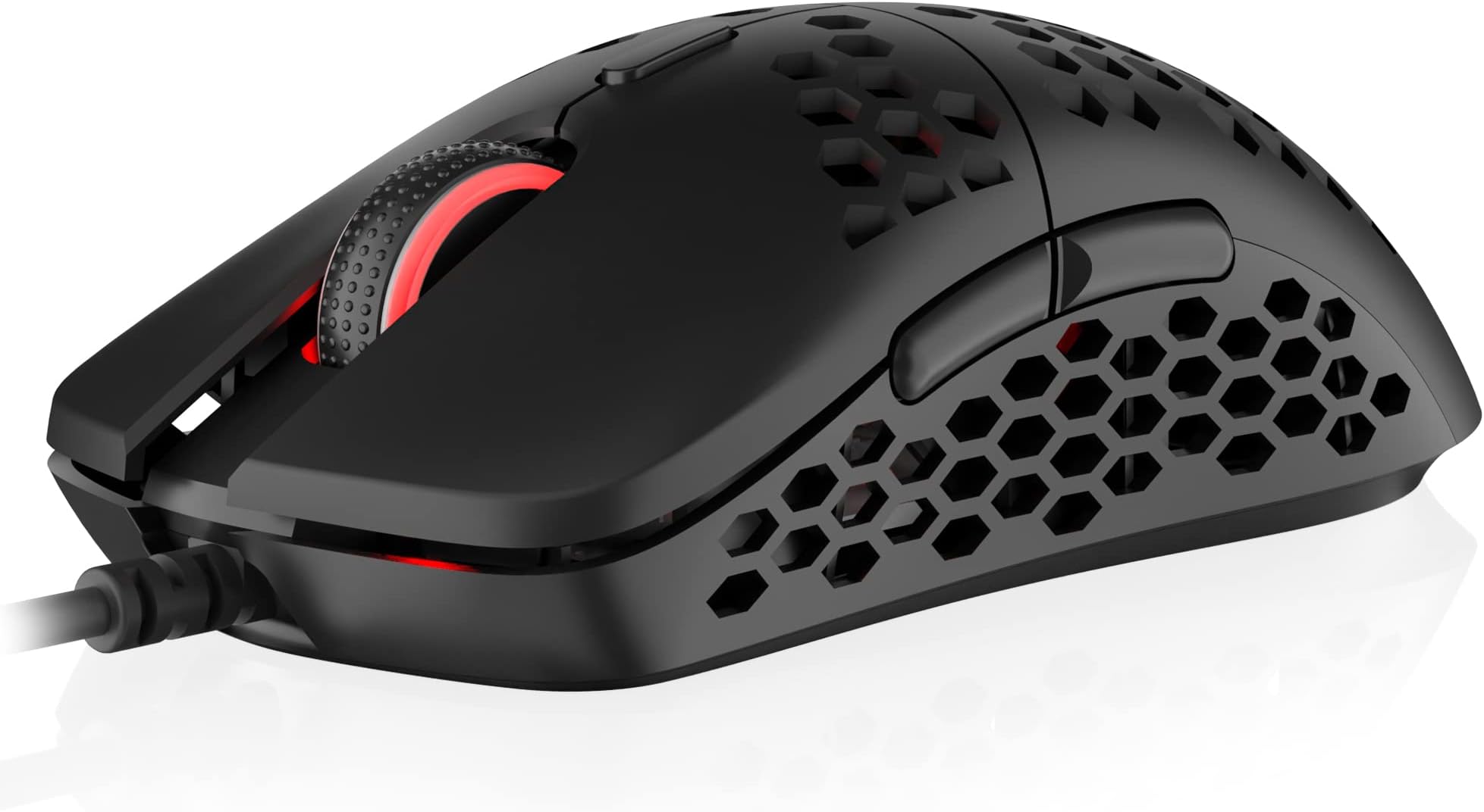 HK GAMING Mira S Ultra Lightweight Honeycomb Shell Wired RGB Gaming Mouse - Up to 12 000 cpi | 6 Buttons - 61g Only (Mira-S, Black)