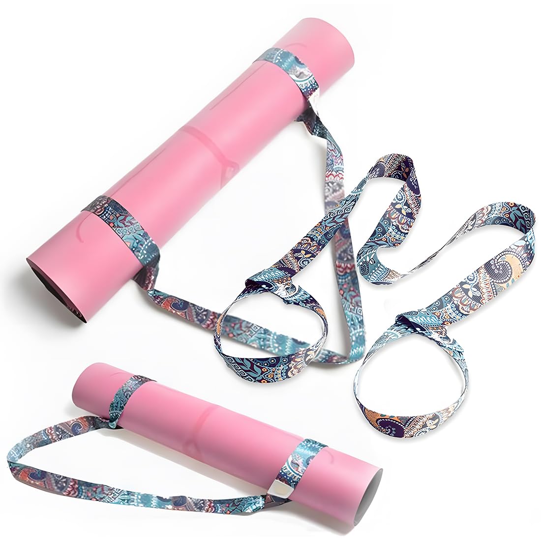 2 pezzi Cinghia Yoga Mat Per Tappetino Da Yoga Cinghia Per Il Del Tappetino Da Regolabile Cinghia per Regolabile Porta cintura stampata Per Yoga Pilates Esercizi Aerobica Tappetino Esercizi Sport
