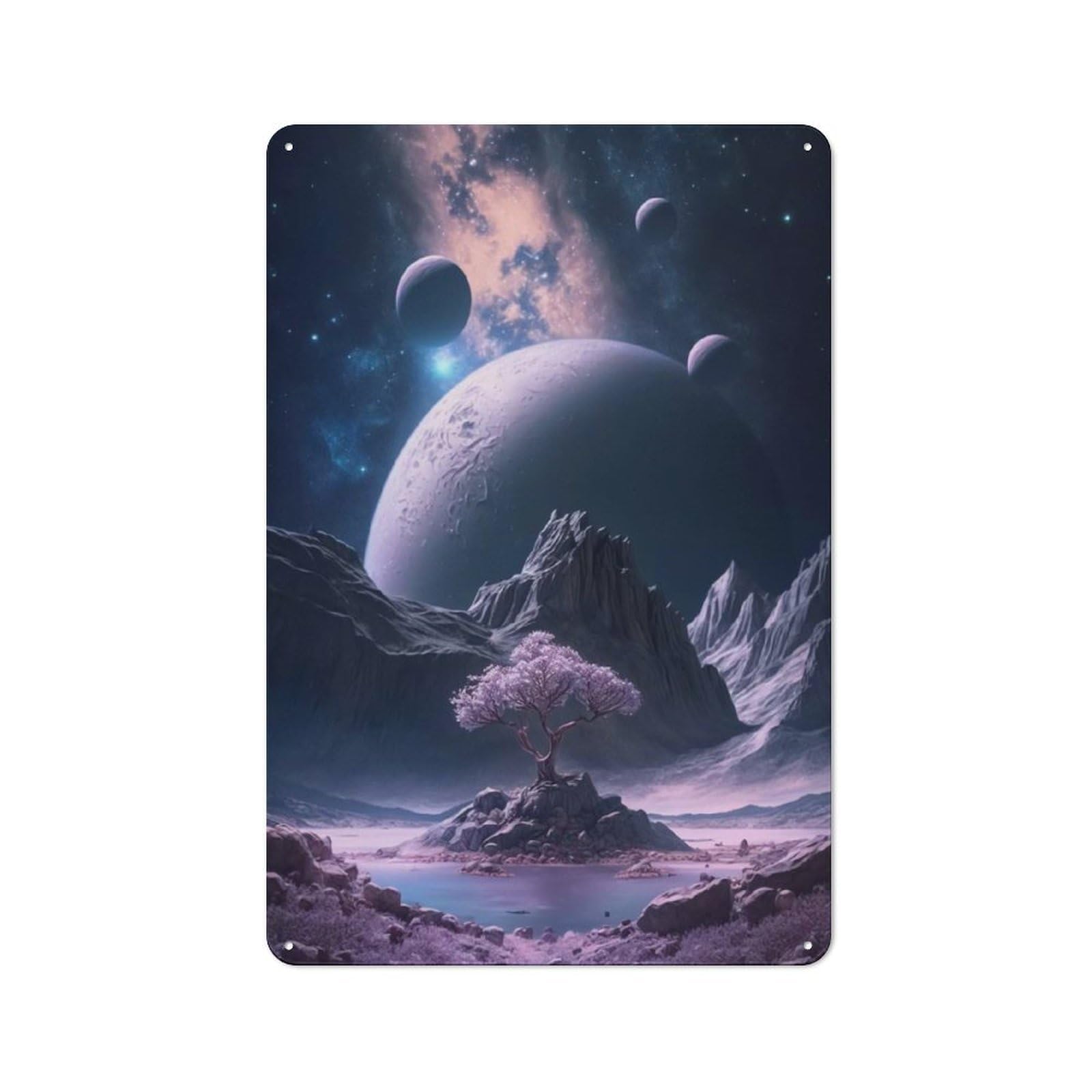 Retro Metal Plaque 30x20cm Featuring Celestial Grove for Home Bar Wall, for Room Styling Across Home Bars And Entertaining Spaces