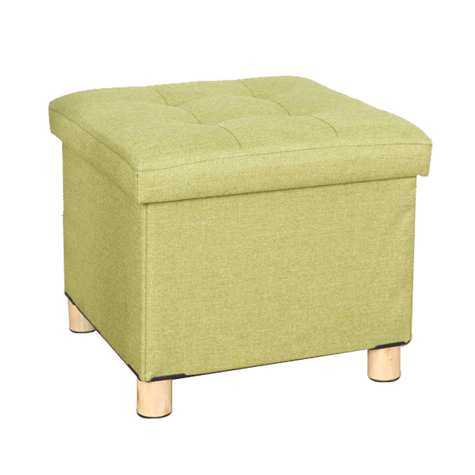 Repose-pieds ottoman en lin vert, tabouret de canapé avec coffre de rangement