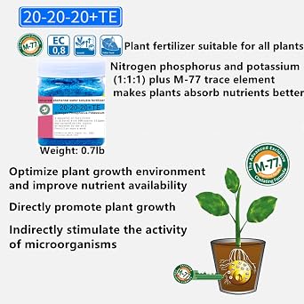 EGEN General Purpose 20-20-20 Nitrogen Phosphorus and Potassium Elemental Universal Water Soluble Flower Plant Fertilizer Fruits Vegetables to Promote Plant Rooting Germination Flowering and Fruiting