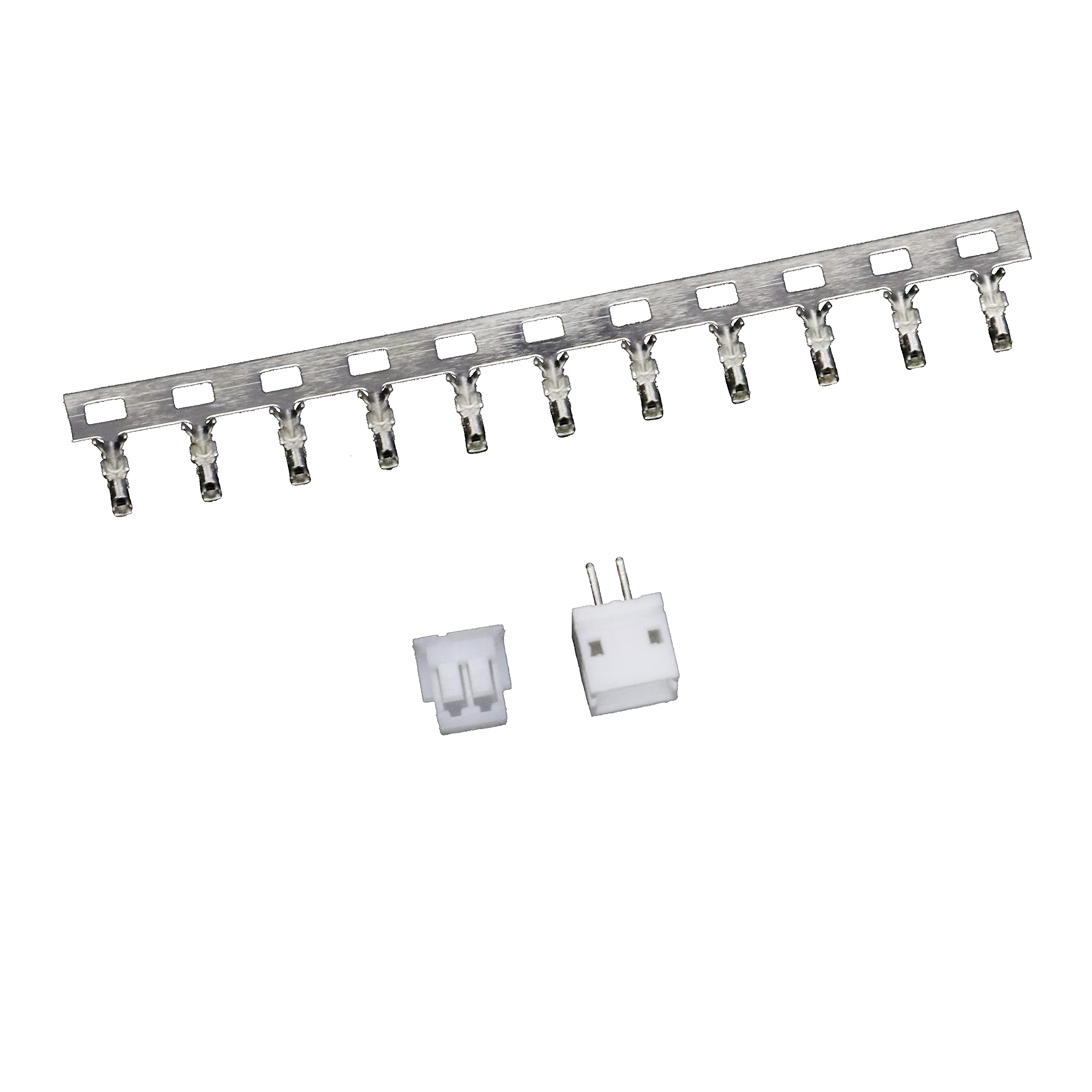 ZH 1.5mm 2-pin Board-to-Wire Crimp Connector Plug + PCB Socket + Crimps, Pack of 100 Compatible With JST ZH — image 1