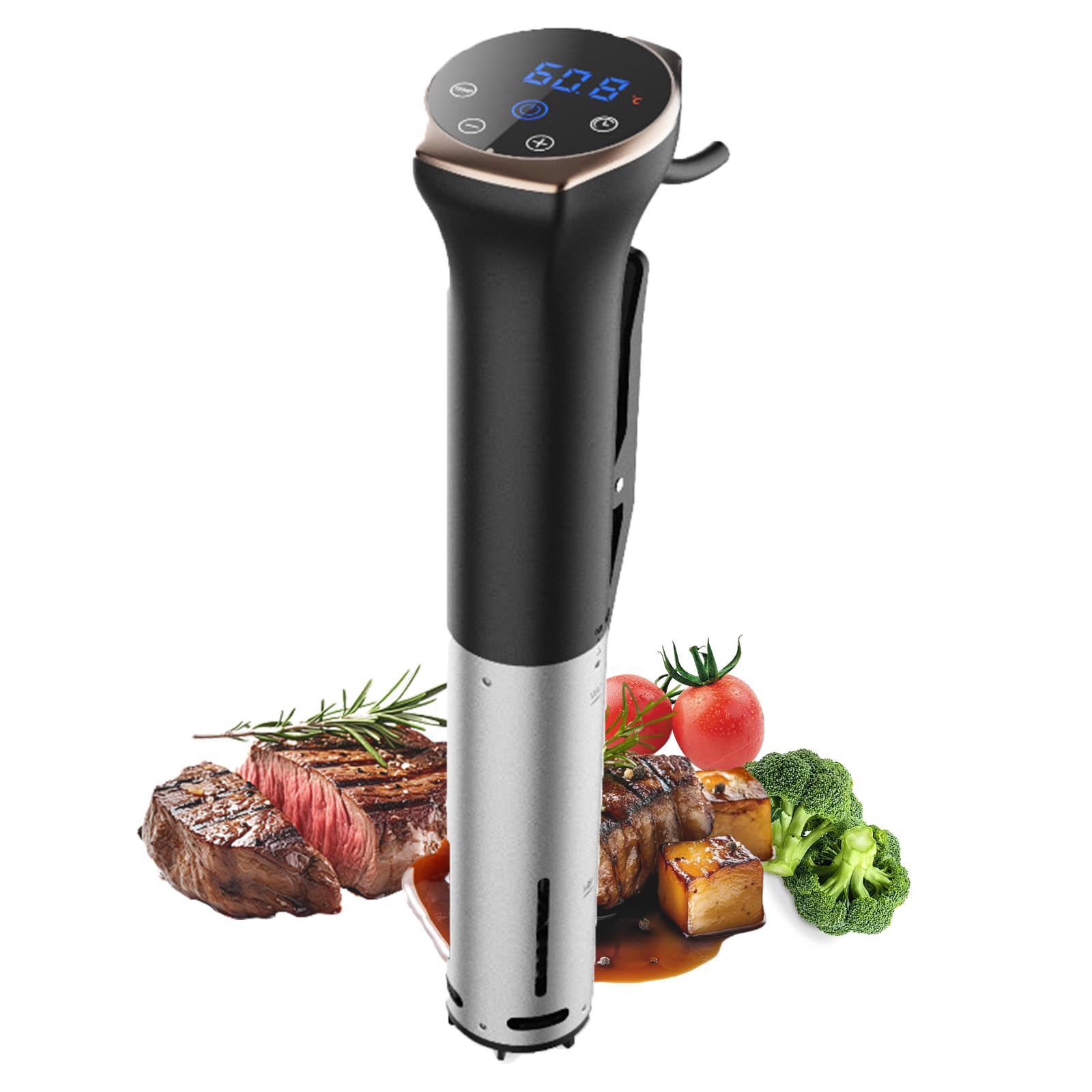 Sous-Vide Machine, 1400W Inmersión Térmica al Vacío con Control de la Temperatura, del Tiempo y Táctil, IPX7 Resistente al Agua, Pantalla LED, Cocedor al Baño María para Bistec y Carne