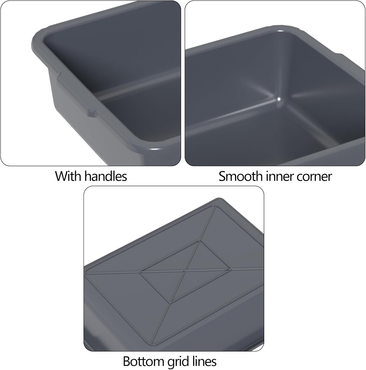 13 L Plastic Commercial Bus Box, 12-pack Plastic Bus Bin, Gray
