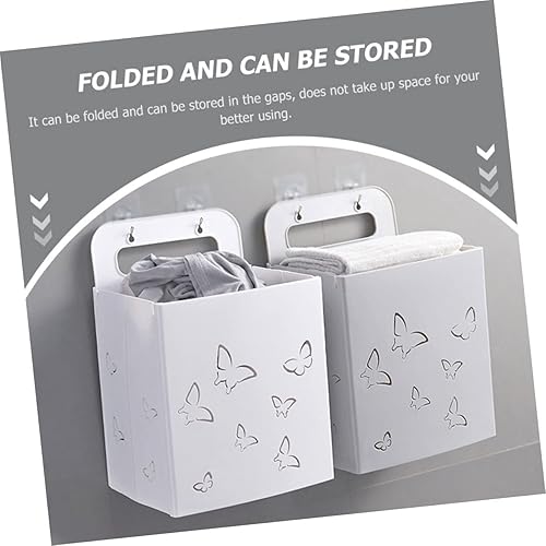 Miniatura 6 de Zerodeko Organizador de ropa de montaje de 2 piezas cesta de pared blanca cesta para el hogar tela colgante plegable organización clasificadora
