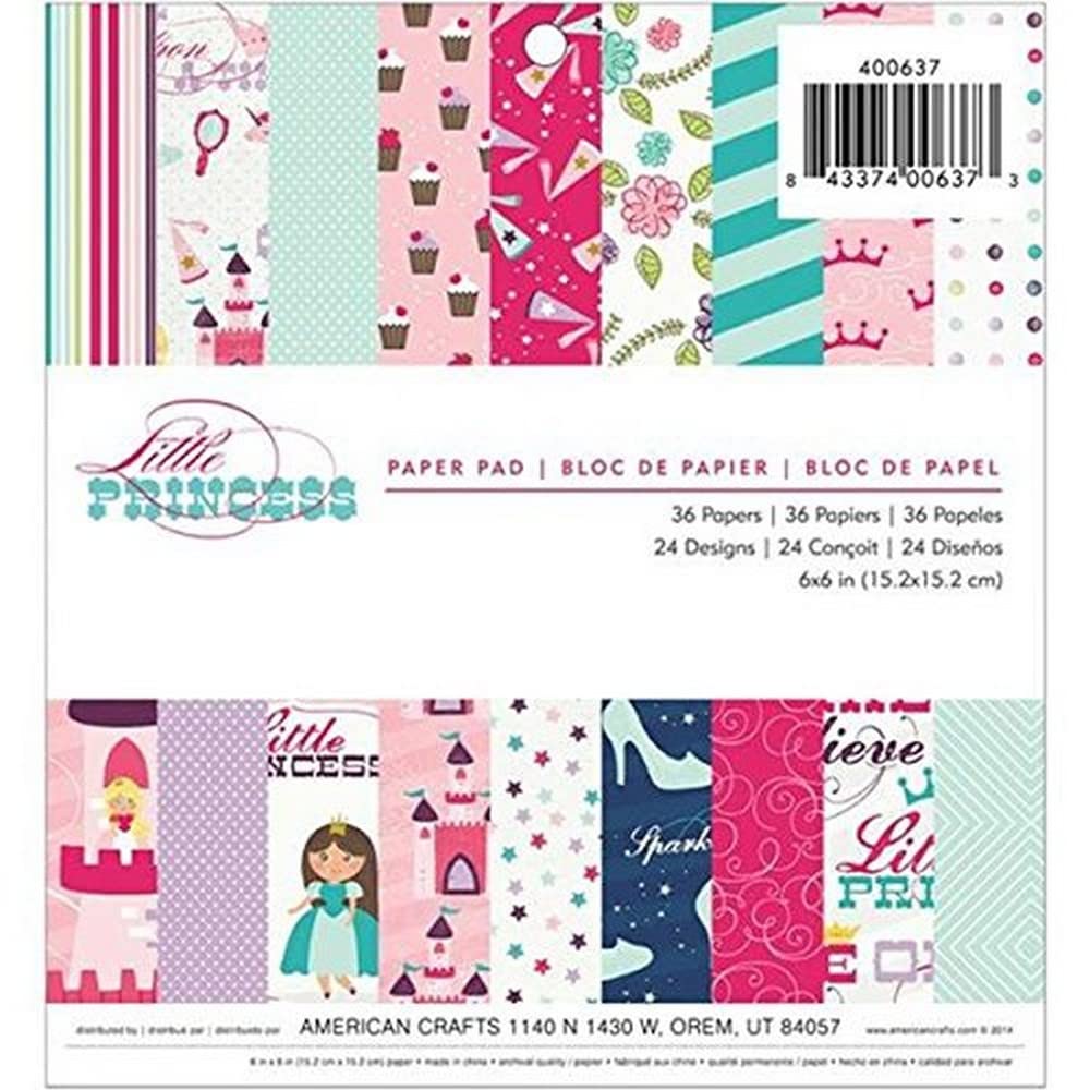American Crafts Imaginisce Paper Pad, 6 by 6-Inch, Little Princess, 36-Pack