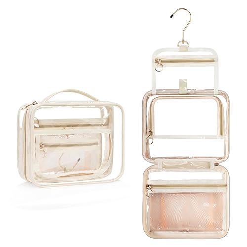 CUBETASTIC Bolsas de maquillaje transparentes, bolsa de aseo para artículos de tocador, bolsa de viaje colgante para artículos de tocador, 3 disponible en Yaxa Peru