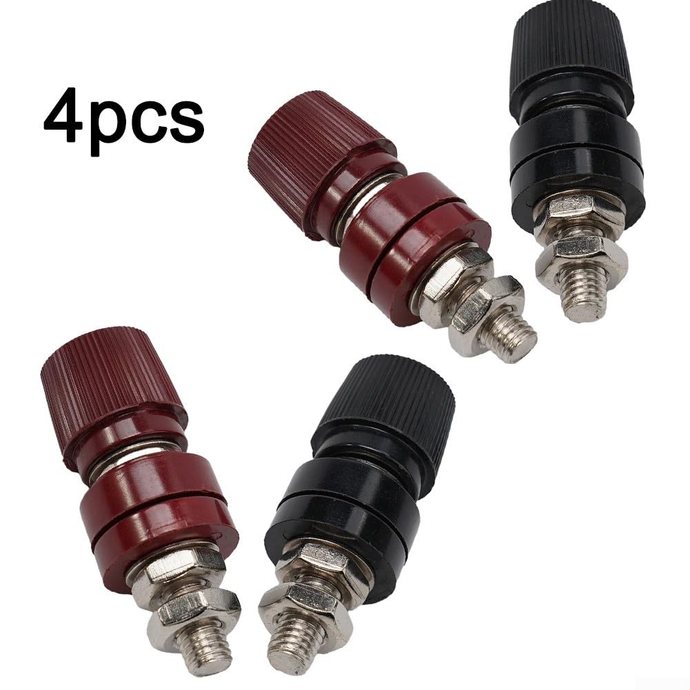 4 connettori maschio a vite 8 mm terminali in ottone isolati per batteria rosso + nero