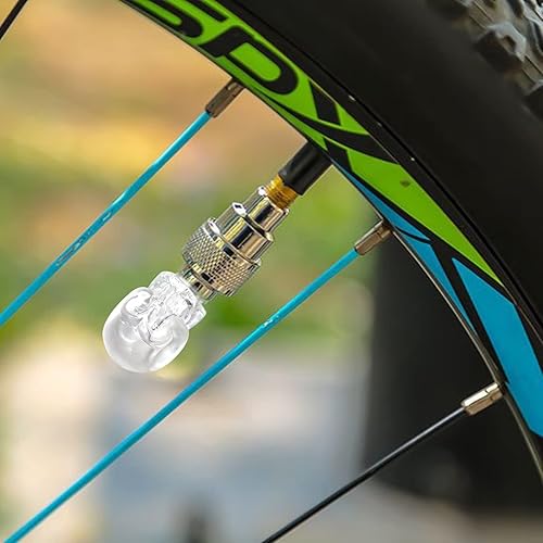 Miniatura 5 de 8 luces LED con forma de calavera, vástago de válvula de automóvil, cubierta de luz LED, accesorios para bicicleta, automóvil, motocicleta,