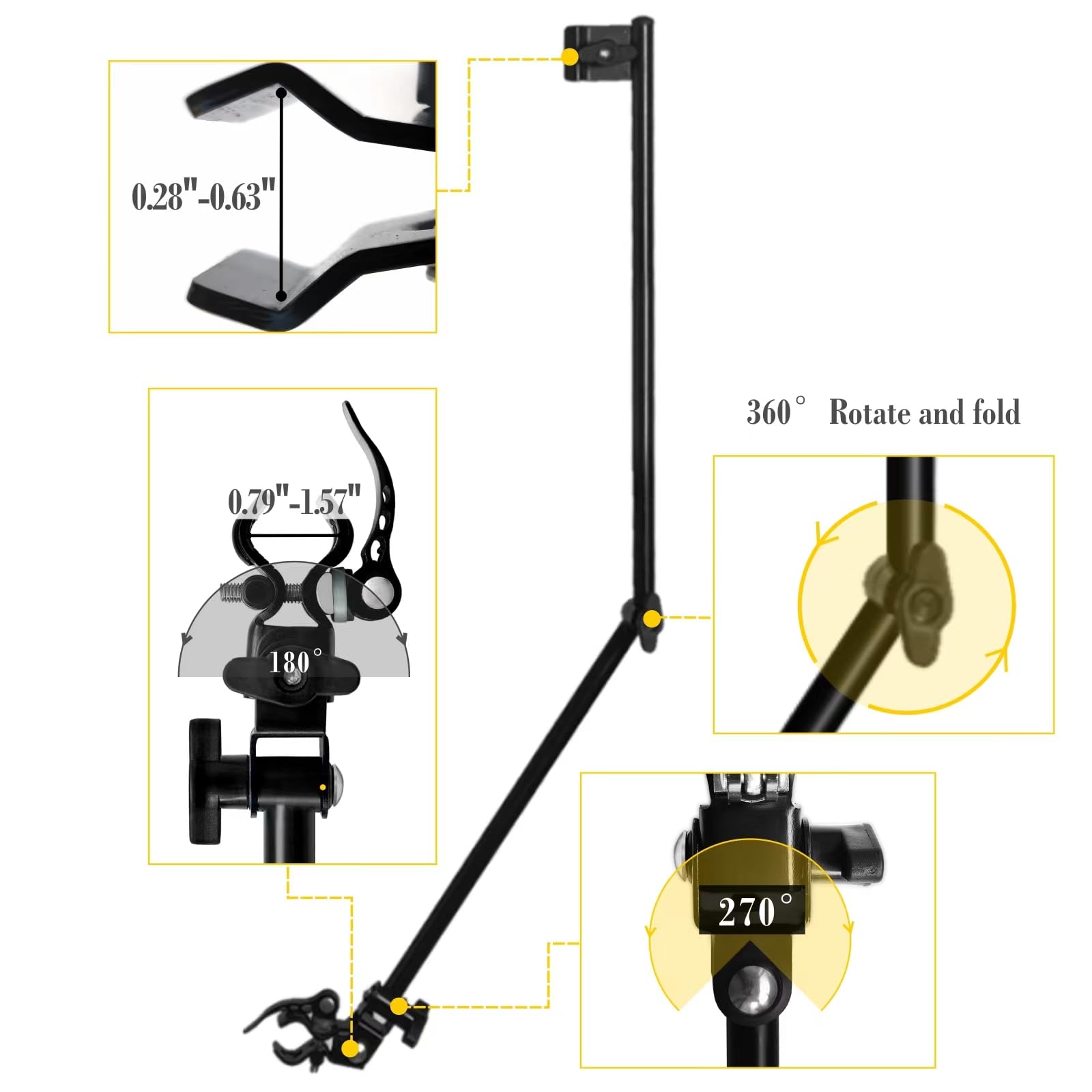 UPF 50+regulowany parasol, uniwersalny parasol golfowy, regulowany zacisk do krzesła, torby golfowe, wózki, patio, przenośne parasole, ręczne otwieranie i zamykanie